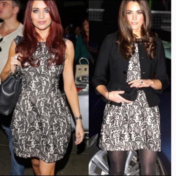 ZARA Kate Middleton Black Lace Tulip Fit & Flare Dress Size S - Picture 8 of 14